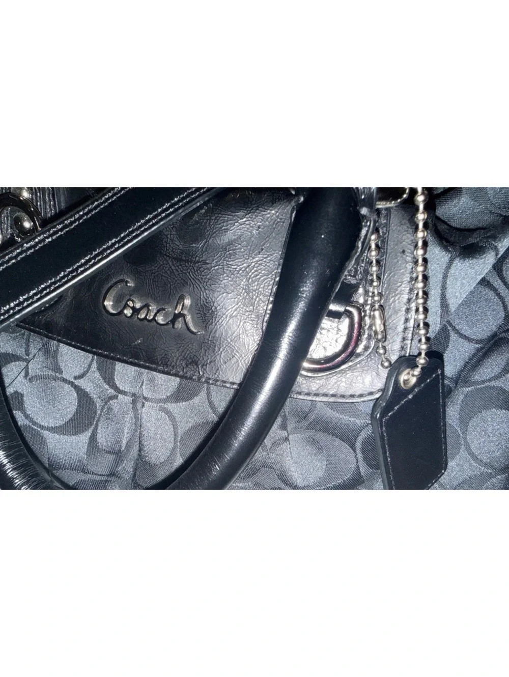 Coach Black Signature Canvas and Leather Satchel Bag